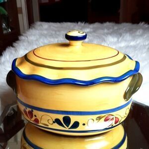 COPY - HOME GARDEN Stoneware Collection Party‎ Hand Painted Casserole Dish